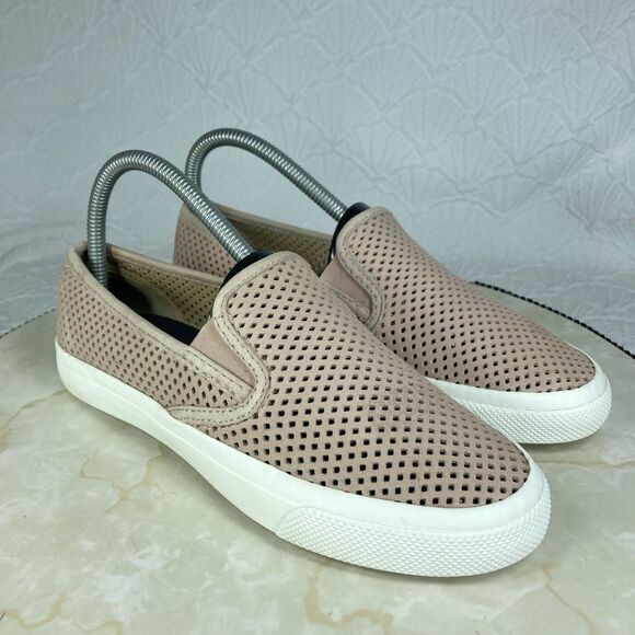 Sperry Top Sider Shoes Womens 6.5 Pink Leather Seaside Perforated Summer Loafers - Picture 2 of 12